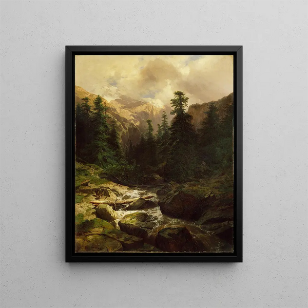 Souvenir de Rosenlaui Schweiz - Alexandre Calame — indrammet kunstværk på væggen