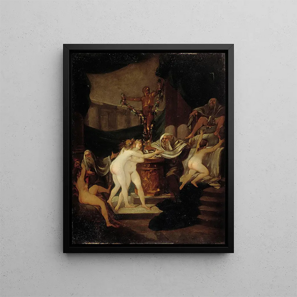 La Fête de Bacchus - Alexandre-Évariste Fragonard — indrammet kunstværk på væggen