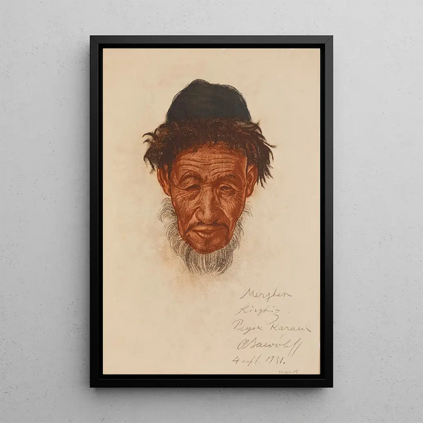 Reproduktion af maleriet En gammel kirgiser Peyik Sinkiang - Alexandre Iacovleff