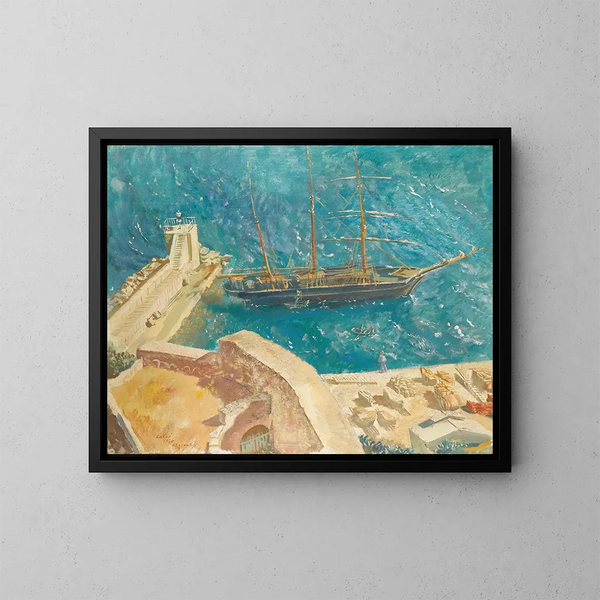 Vue du port de Calvi - Alexandre Iacovleff — indrammet kunstværk på væggen