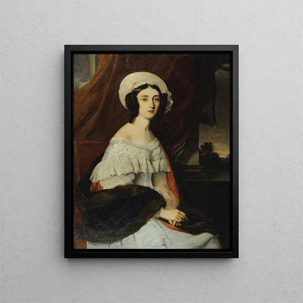 Portrait af Eugénie Gabrielle Barbou des Courières baroness Rivet - Alexandre Marie Colin — indrammet kunstværk på væggen