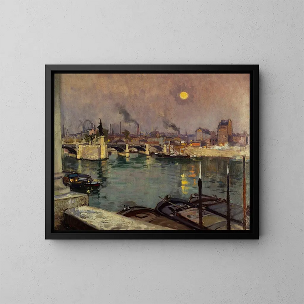 maleriet Le Pont de Grenelle set fra kunstnerens hus, quai Louis-Blériot, nu 15. og 16. arrondissement - Alexandre Nozal — indrammet kunstværk på væggen