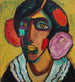 Tête de femme avec des fleurs dans les cheveux - Alexej von Jawlensky — visning af kunstværket