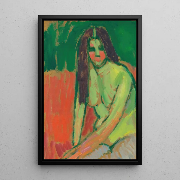 Reproduktion af maleriet af det halvnøgne siddende med lange hår - Alexej von Jawlensky