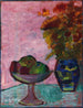 Naturmørke med frugtstykke og blomsterkrukke - Alexej von Jawlensky — visning af kunstværket