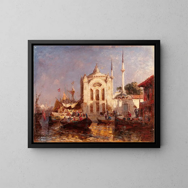 La mosquée de Dolmabahçe à Constantinople - Alexey Petrovich Bogolyubov — indrammet kunstværk på væggen