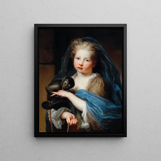 Alexis Simon Belle - Portrait Of A Young Girl Holding A Monkey.webp