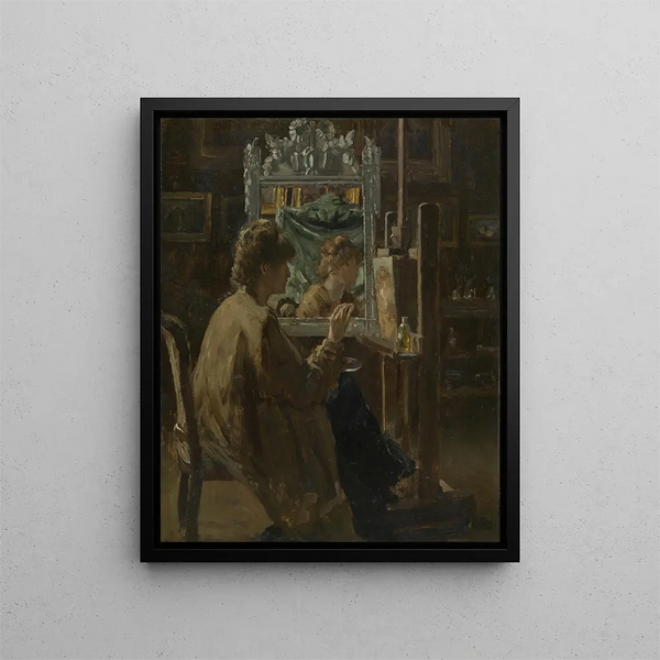 Kunstner i sit atelier - Alfred Stevens — indrammet kunstværk på væggen