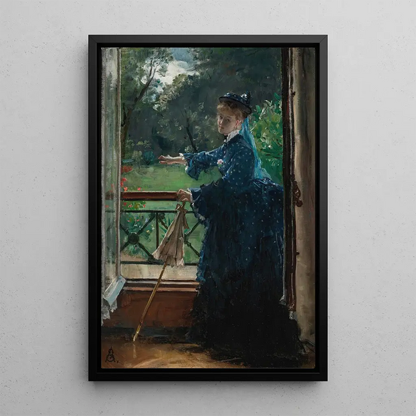 Kvinde på balkonen - Alfred Stevens — indrammet kunstværk på væggen