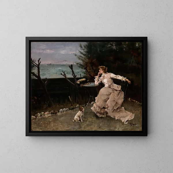 En fuld refleksion - Alfred Stevens — indrammet kunstværk på væggen