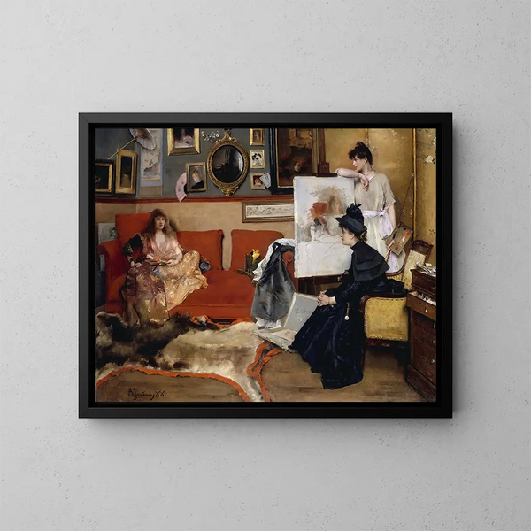 i værkstedet - Alfred Stevens — indrammet kunstværk på væggen