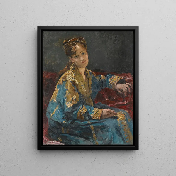 La Dame en bleu - Alfred Stevens — indrammet kunstværk på væggen
