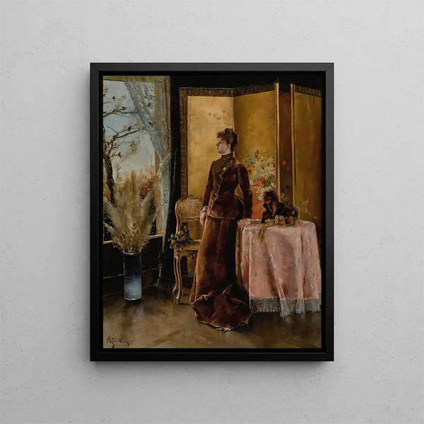 La Neige - Alfred Stevens — indrammet kunstværk på væggen