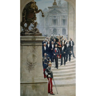 Alfred Stevens - Le Prsident Sadi Carnot entour de personnalits de la IIIme Rpublique devant lOpra.webp