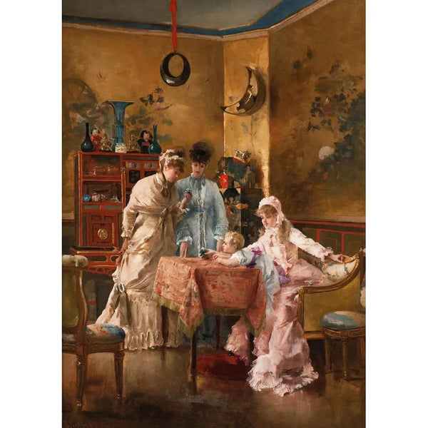 Les visitørene - Alfred Stevens — indrammet kunstværk på væggen