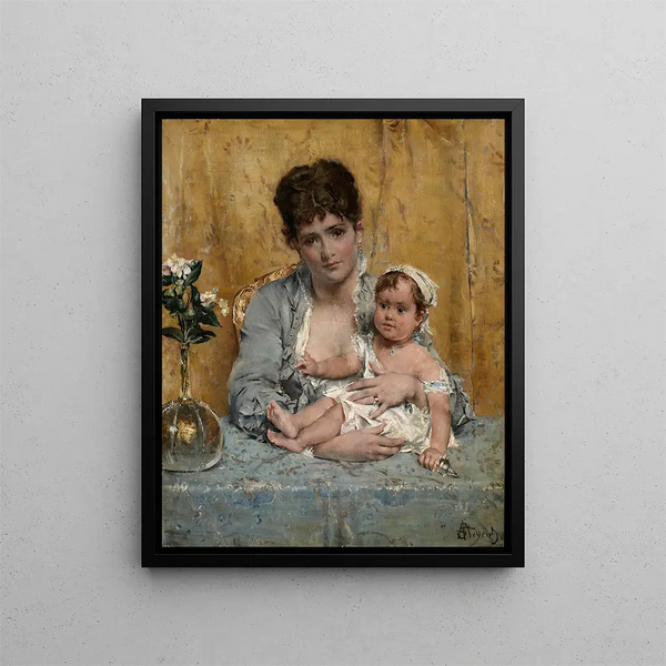 Mor og barn - Alfred Stevens — indrammet kunstværk på væggen