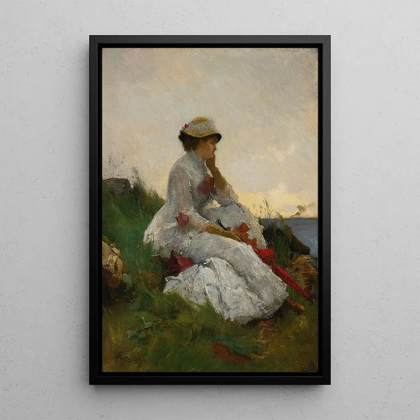 Reproduktion af maleriet Pensif - Alfred Stevens