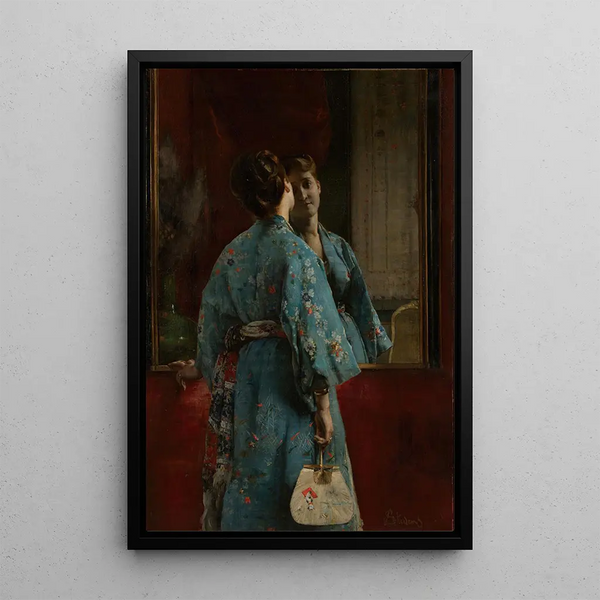 Reproduktion af maleriet Le kimono japonais - Alfred Stevens