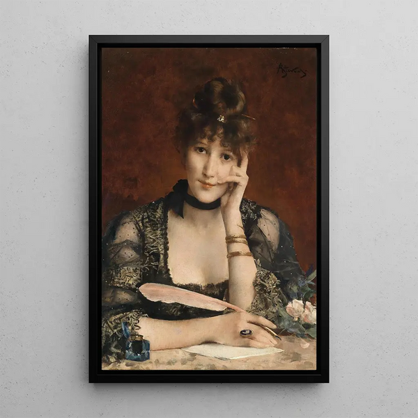 La lettre - Alfred Stevens — indrammet kunstværk på væggen