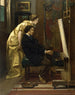 Le maler og hans model - Alfred Stevens — visning af kunstværket