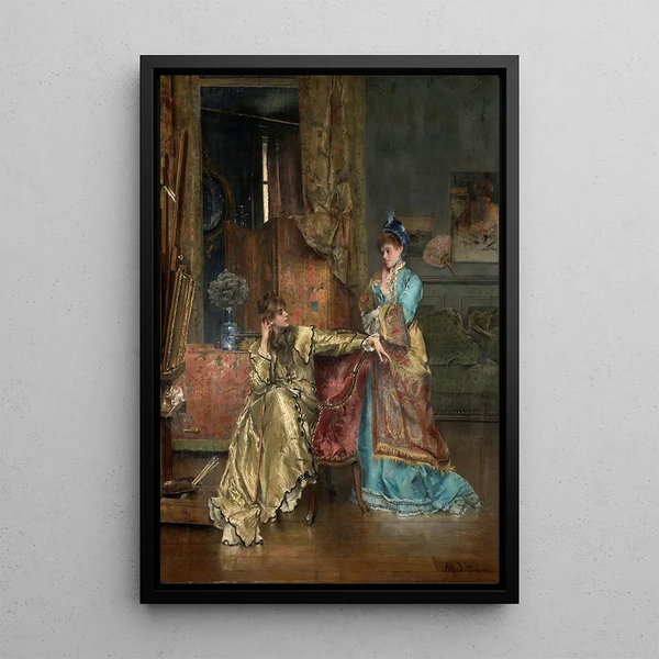 La Visite - Alfred Stevens — indrammet kunstværk på væggen