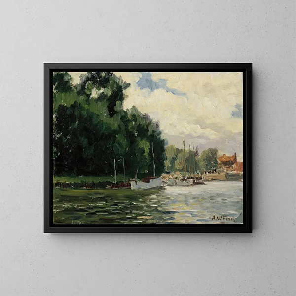 Thames i Richmond - Alfred William Finch — indrammet kunstværk på væggen
