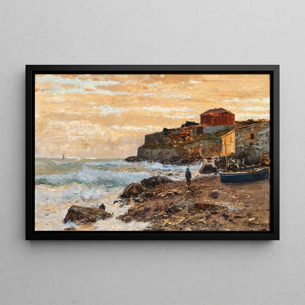 Alfred Zoff - A Fishing Boat on the Beach at Sunset.webp
