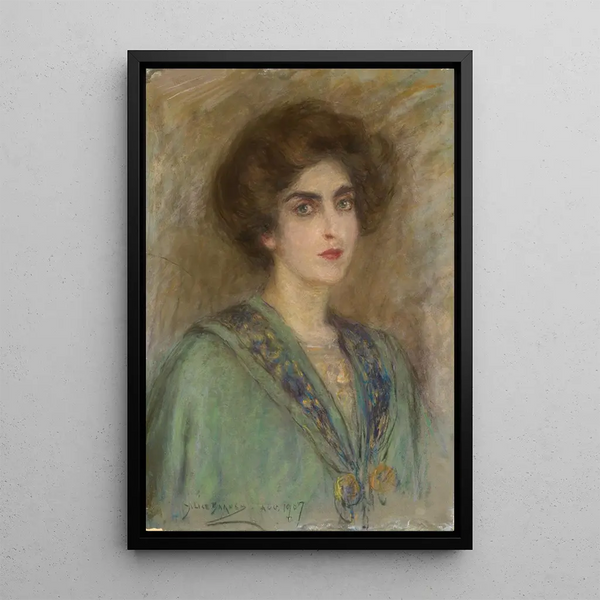 Reproduktion af maleriet Laura i grøn kappe - Alice Pike Barney
