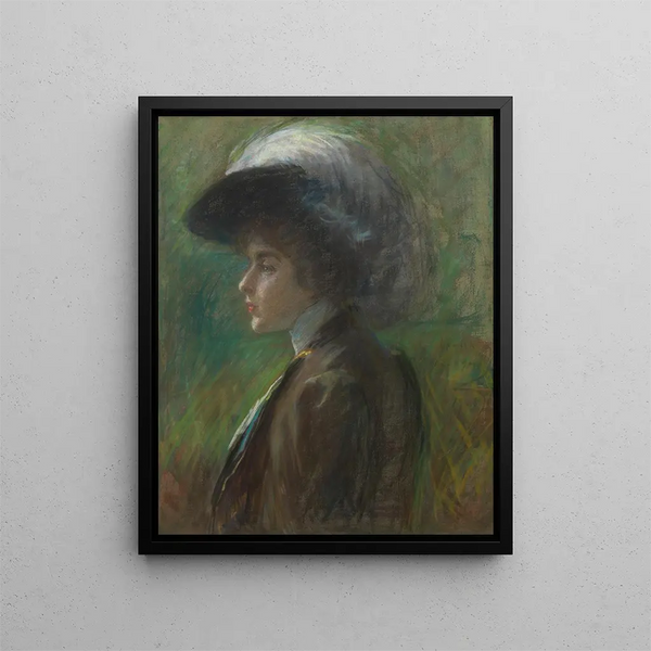 Le chapeau à plumes - Alice Pike Barney — indrammet kunstværk på væggen