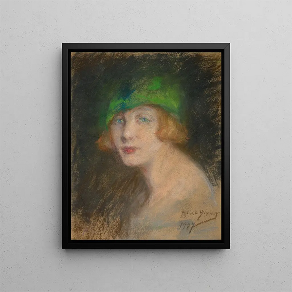 Le chapeau vert - Alice Pike Barney — indrammet kunstværk på væggen