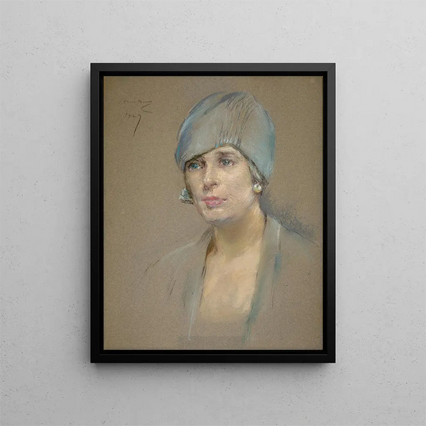 Le besøgende Mme Richard P. McCullough - Alice Pike Barney — indrammet kunstværk på væggen