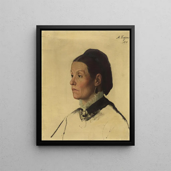 Portrait af en kvinde - Alphonse Legros — indrammet kunstværk på væggen