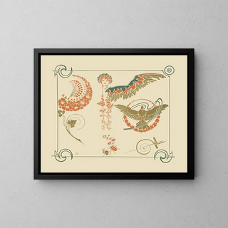 Alphonse Mucha - Abstract design based on flowers angels birds beetles.webp
