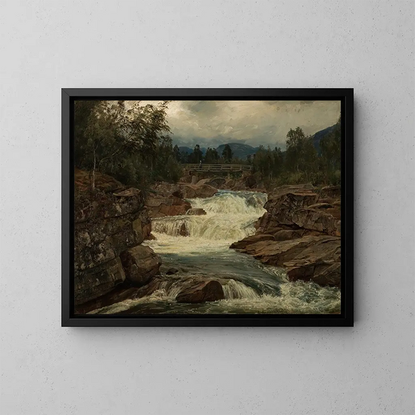 Hornindalsfossen-vandfaldet, Nordfjord - Amaldus Nielsen — indrammet kunstværk på væggen