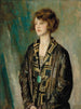 Portrait af fru Charles Romer-Williams med en jadevedhæng - Ambrose McEvoy — visning af kunstværket