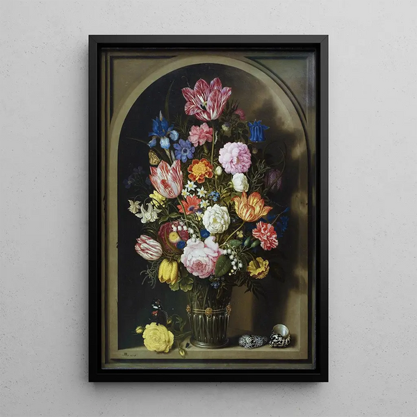 Reproduktion af maleriet Bouquet de fleurs dans une niche en pierre - Ambrosius Bosschaert l'Ancien