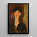 Beatrice Hastings foran en dør - Amedeo Modigliani — indrammet kunstværk på væggen