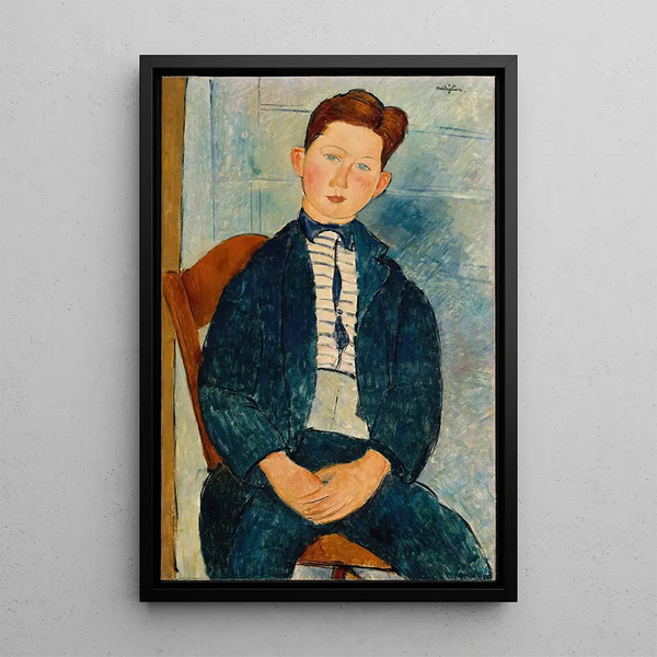 Dreng i stribet sweater - Amedeo Modigliani — indrammet kunstværk på væggen