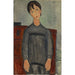 en pige stående i sort forklæde - Amedeo Modigliani — visning af kunstværket