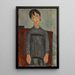 en pige stående i sort forklæde - Amedeo Modigliani — indrammet kunstværk på væggen