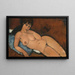 Nu på en blå pude - Amedeo Modigliani — indrammet kunstværk på væggen