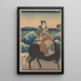 Reproduktion af maleriet Île d'Enoshima Figur på en bøf bølger - Andō Hiroshige