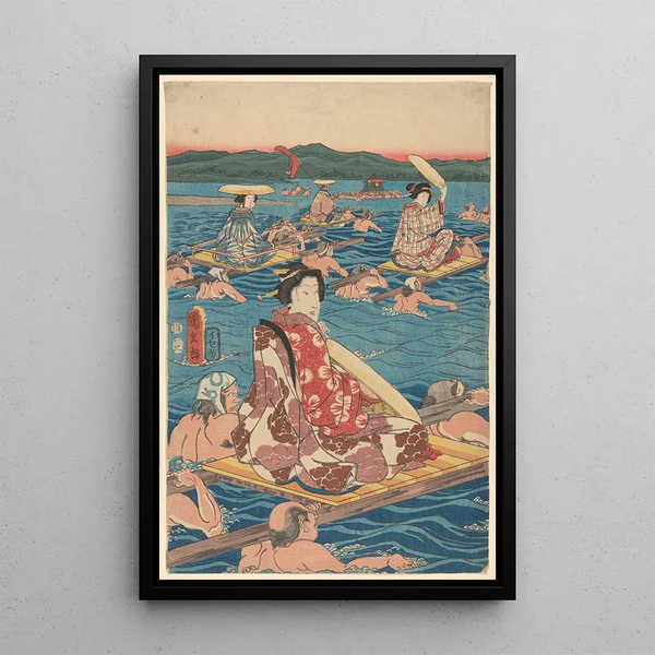 Reproduktion af maleriet Traversée d'une Large Rivière - Andō Hiroshige