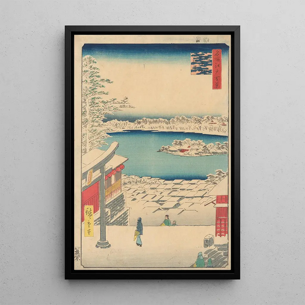 Ø i sneen - Andō Hiroshige — indrammet kunstværk på væggen