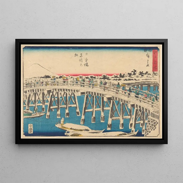 Nihonbashi under sneen - Andō Hiroshige — indrammet kunstværk på væggen