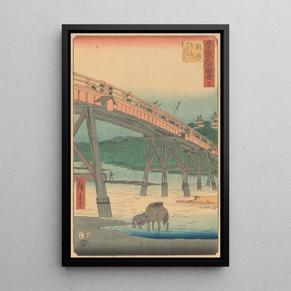 Okazaki - Andō Hiroshige — indrammet kunstværk på væggen
