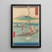 Reproduktion af maleriet Radeau Shoshiyu blandt sivene - Andō Hiroshige