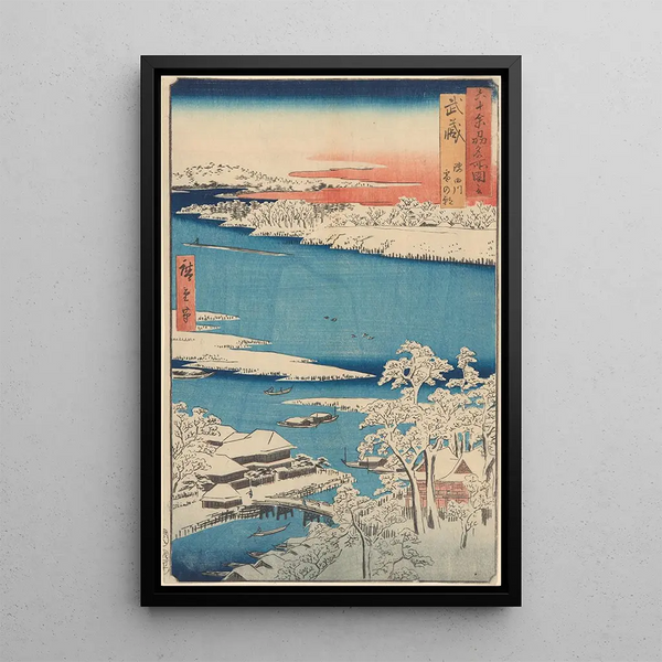Reproduktion af maleriet Vinterlandskab på flodbredden af Islet-floden - Andō Hiroshige