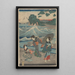 Tre kvinder og bølger - Andō Hiroshige — indrammet kunstværk på væggen
