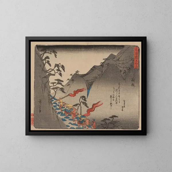 Tokaido gojusantsugi maleri, planche 11 - Andō Hiroshige — indrammet kunstværk på væggen